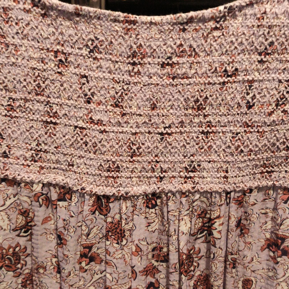FINAL PRICE Veronica Beard Brown/Lavender Floral, Ribbed, Ruffled Dress Sz Small - Picture 12 of 13